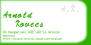 arnold kovecs business card